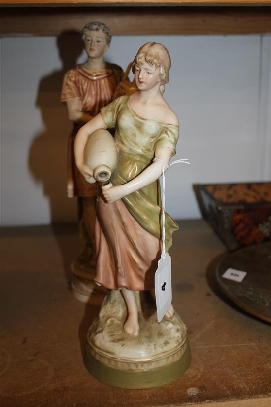 Pair of Royal Dux figurative water carriers